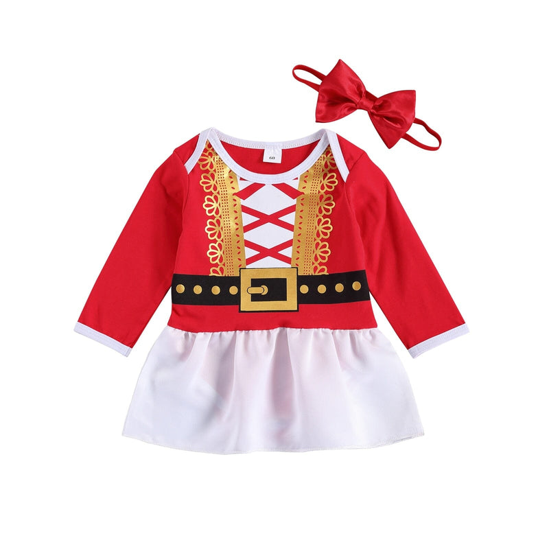 Vestido Romper Infantil Natal Feliz + Faixa