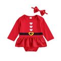 Vestido Romper Infantil Natal Feliz + Faixa